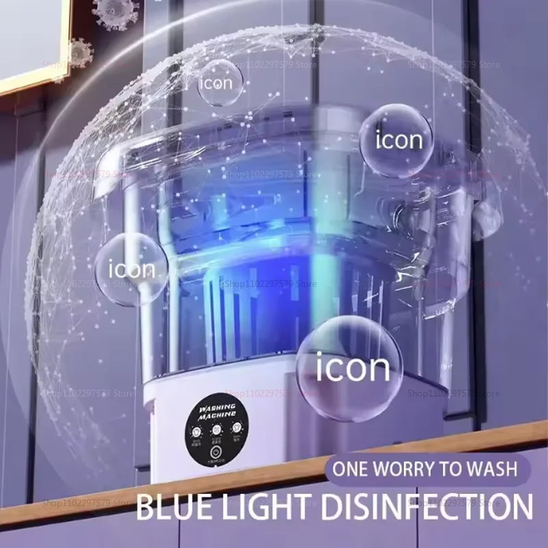 8L Foldable Small Washing Machine Portable Retractable Household Washing Machine 3 Models With Rotation And Drying Functions