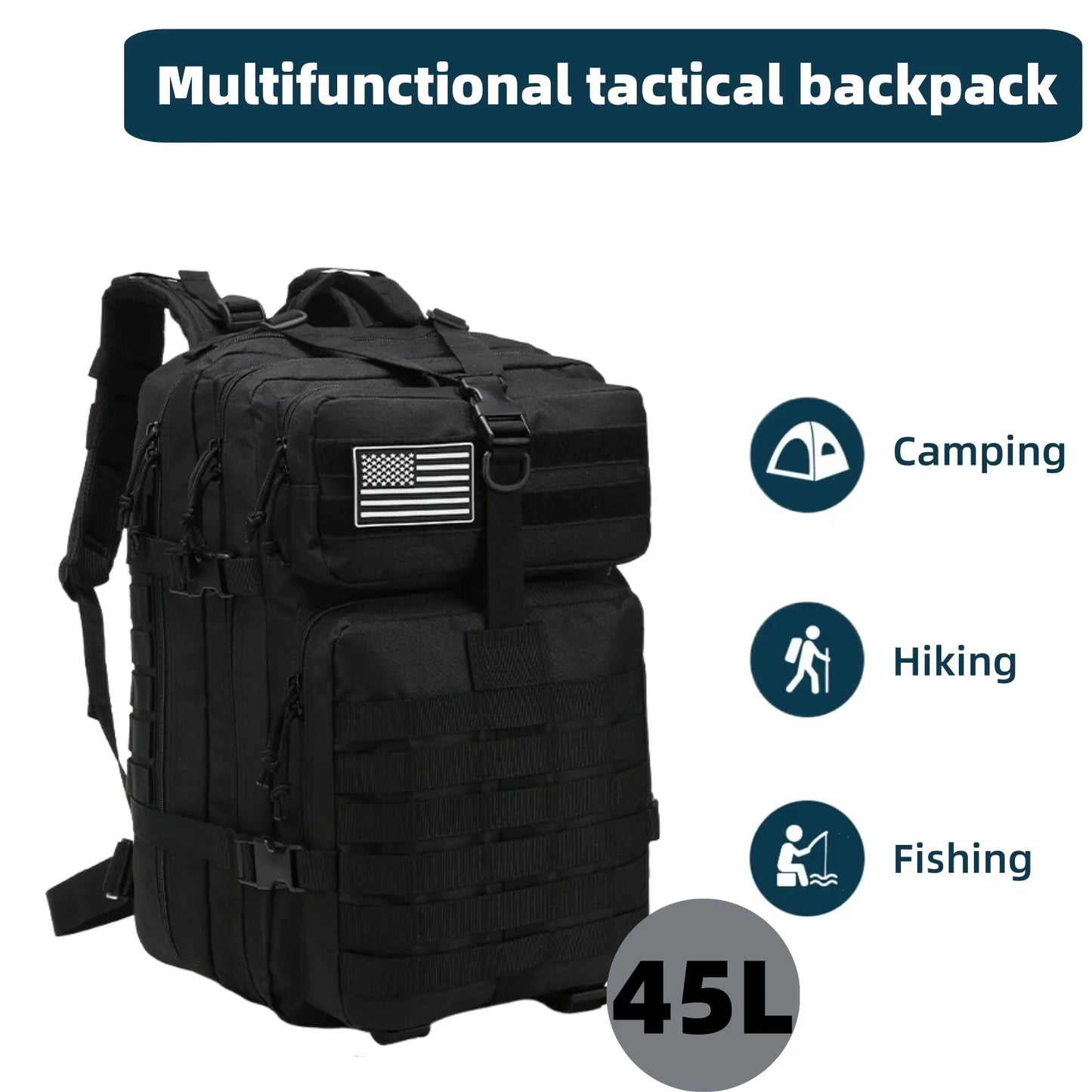 Outdoor tactical backpack - With a large waterproof capacity and lightweight design, this backpack is suitable for hiking trips.