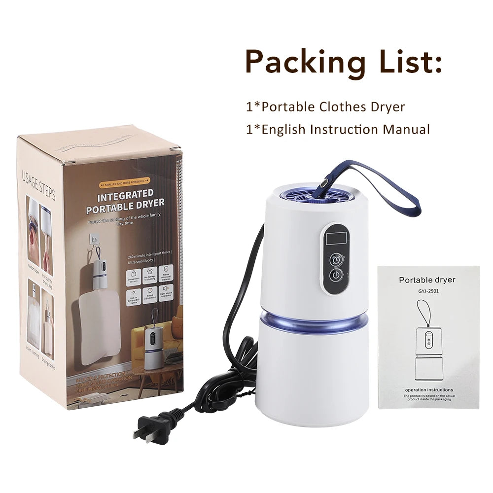 Portable Clothing Dryer Hanging Electric Drying Dryer with Timing Function Travel Home Business Laundry Dryer Clothes Heater