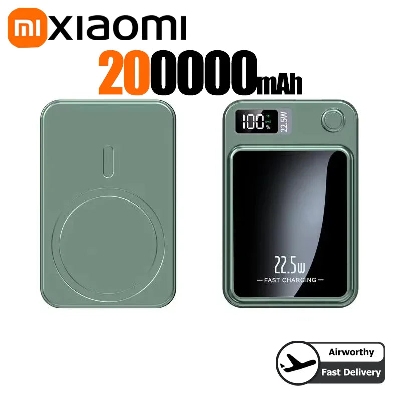 Xiaomi 200000mAh Alloy Wireless Magnetic Power Bank Ultra Thin Fast Charging Portable Backup Battery For Magsafe IPhone Samsung