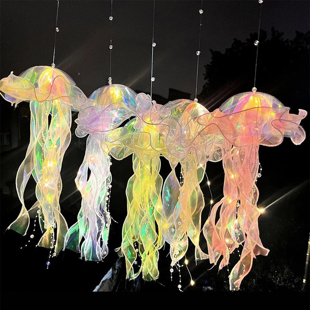 1-6PCS Jellyfish Night Light Lamp Hanging Pendant LED Light Jellyfish Lamp Atmosphere Decorative Lantern Home Room Decoration