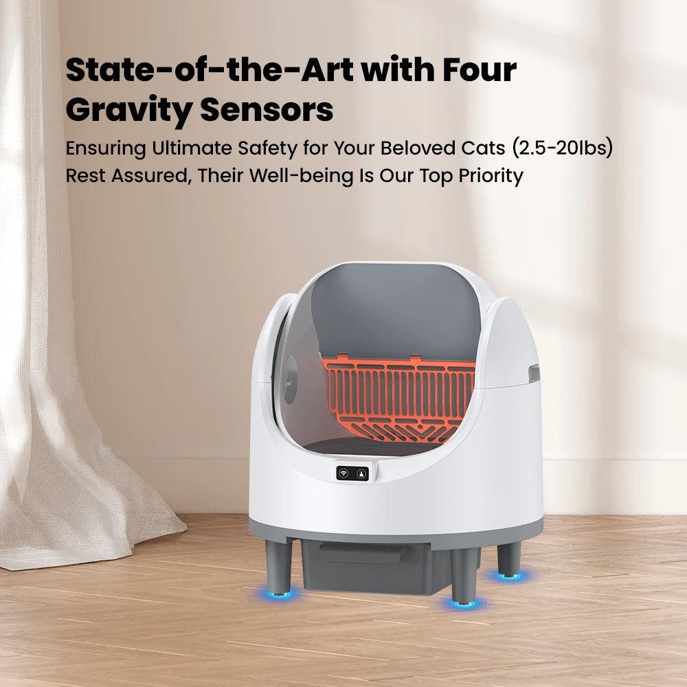 Smart Cat Litter Box, Self-Cleaning with Tuya App Control, 8L Large Capacity, Infrared Sensor Safety, Leak-Proof Design