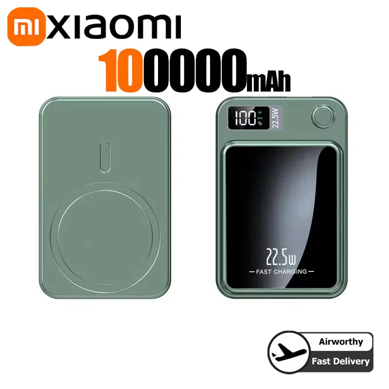 Xiaomi 200000mAh Alloy Wireless Magnetic Power Bank Ultra Thin Fast Charging Portable Backup Battery For Magsafe IPhone Samsung
