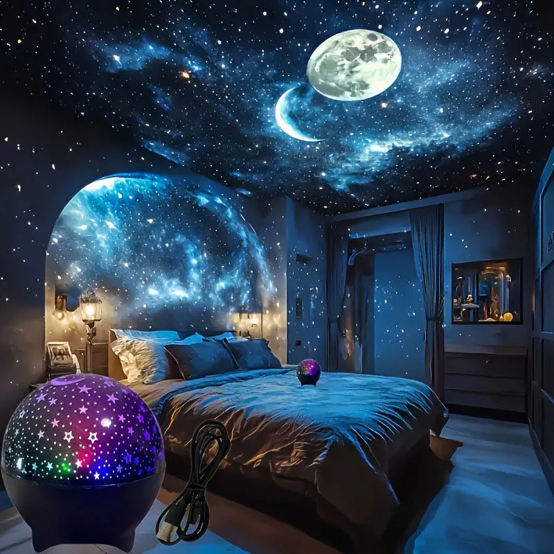 Star Projector Night Lights for Kids Starry Sky Moon Effect Atmosphere Light 360° Rotation