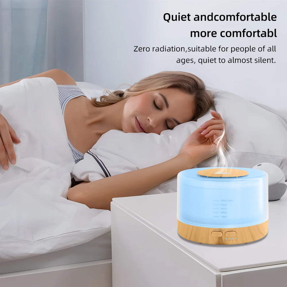 Advanced Ultrasonic Diffuser  16.91oz Capacity,  Timer, 7 RGB LED Options, BPA-Free - Complete with 6 Aromatherapy Oils