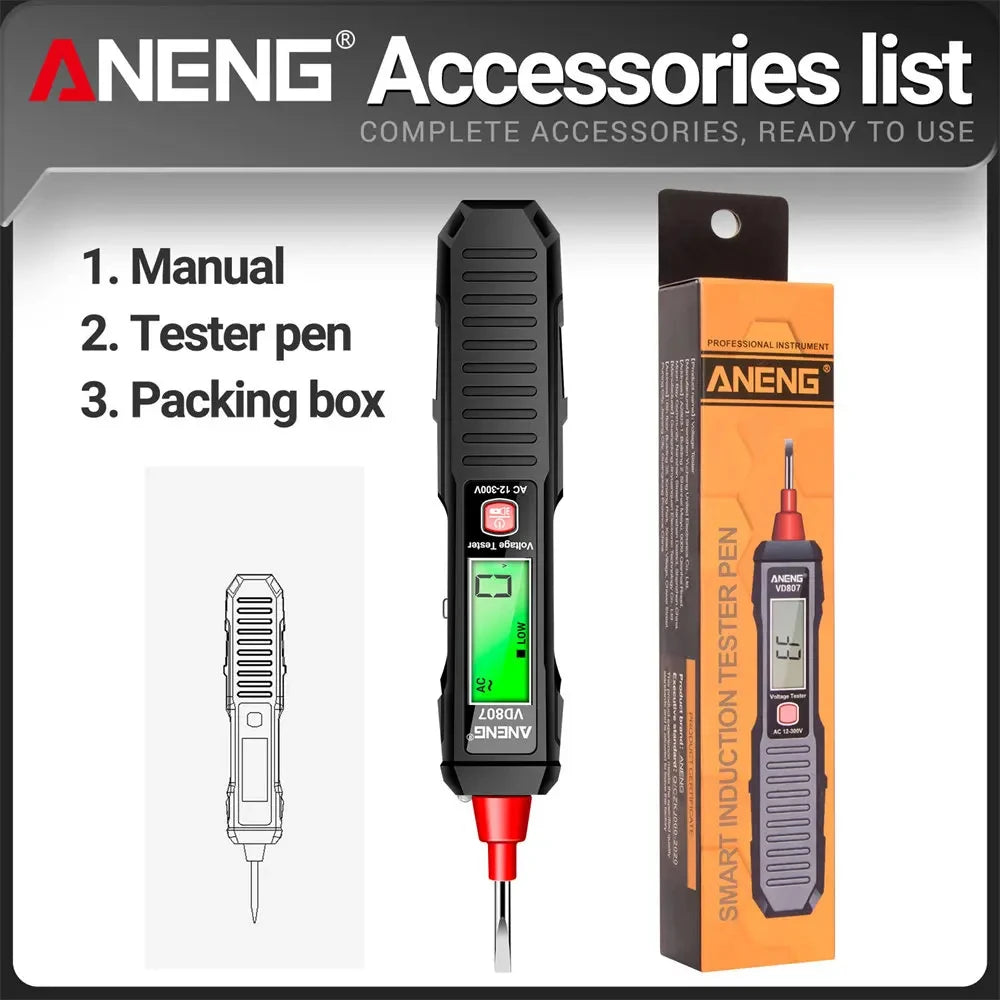 VD807 One-word Induction Portable 50/60Hz Smart Electric Pen Tester NCV Sensor AC 12-300V Non-contact Wire Detector Tools