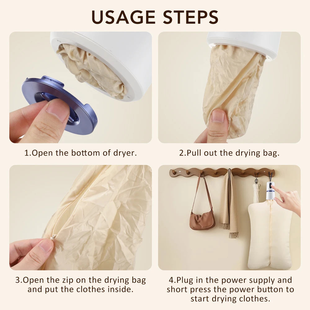 Portable Clothing Dryer Hanging Electric Drying Dryer with Timing Function Travel Home Business Laundry Dryer Clothes Heater