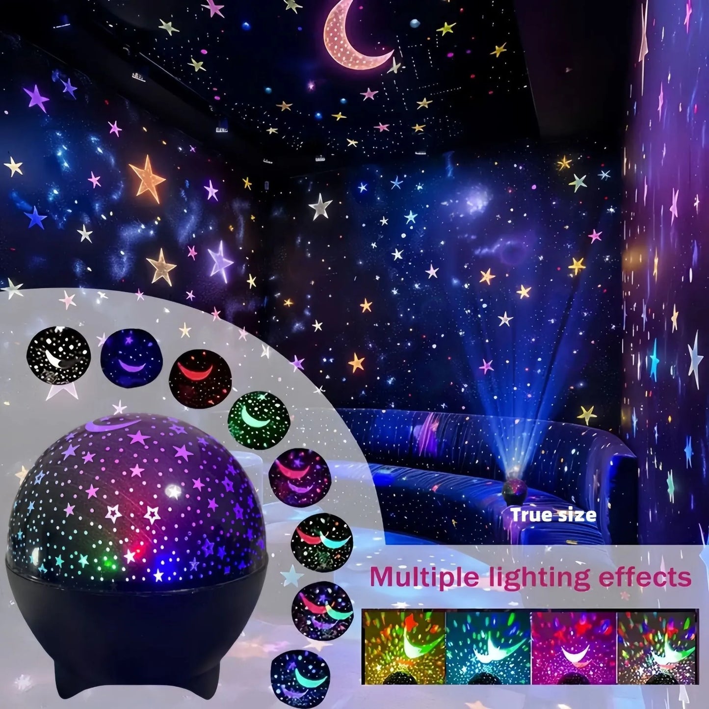 Star Projector Night Lights for Kids Starry Sky Moon Effect Atmosphere Light 360° Rotation