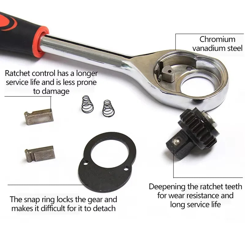 Motorcycle 46pcs 1/4 Inch Drive Socket Ratchet Wrench Set Complete Car Repair Kit