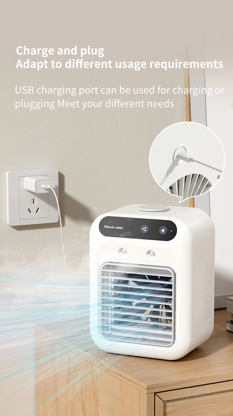 Portable Fan with 2-Speeds Evaporative Air Cooler with 0.5L Water Tank