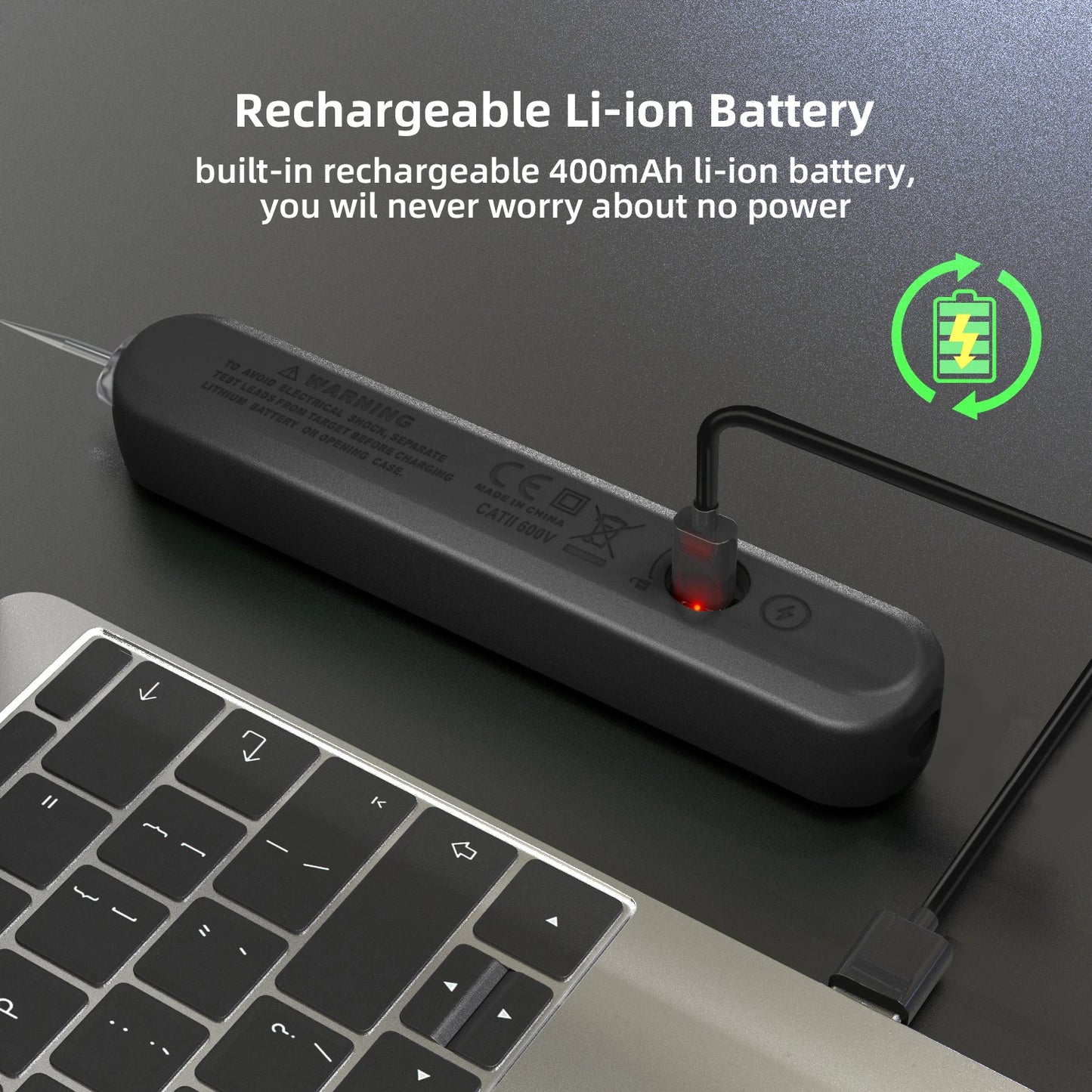 BSIDE Voltage Tester Pen 12V-300V Non-Contact Detection Leakage Live Wire Breakpoint Finder Portable Household Voltage Meter USB