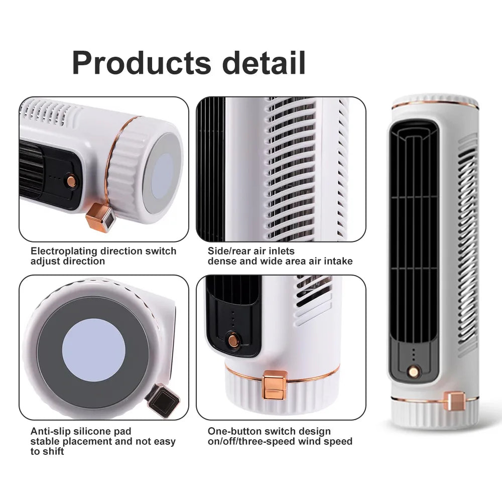 portable Desktop Tower Fans Circulation Air Conditioner 20dB Quiet Floor Fan