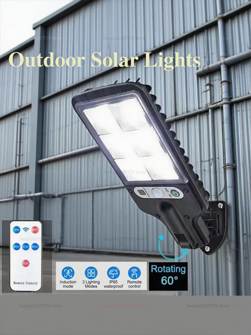 Solar LED Motion Sensor Lights Remote Control Induction Lighting for Garden Patio Garage Yard Illumination