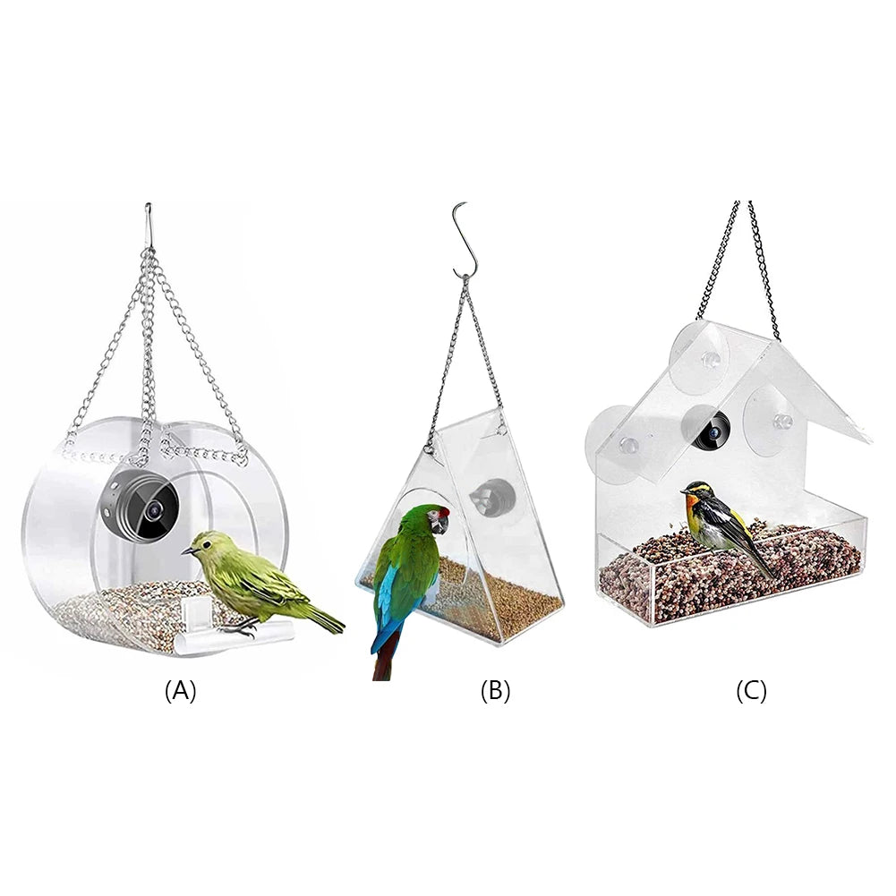 Smart Bird House Pet Feeder Transparent with Camera Home 1080P HD