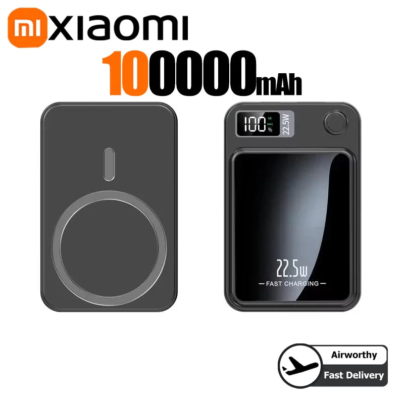 Xiaomi 200000mAh Alloy Wireless Magnetic Power Bank Ultra Thin Fast Charging Portable Backup Battery For Magsafe IPhone Samsung