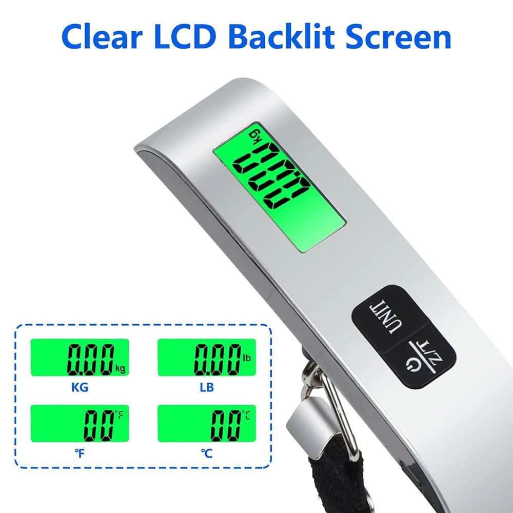 Portable Scale Digital LCD Display 110lb/50kg Electronic Luggage Hanging Suitcase Travel Weighs Baggage Bag Weight Balance