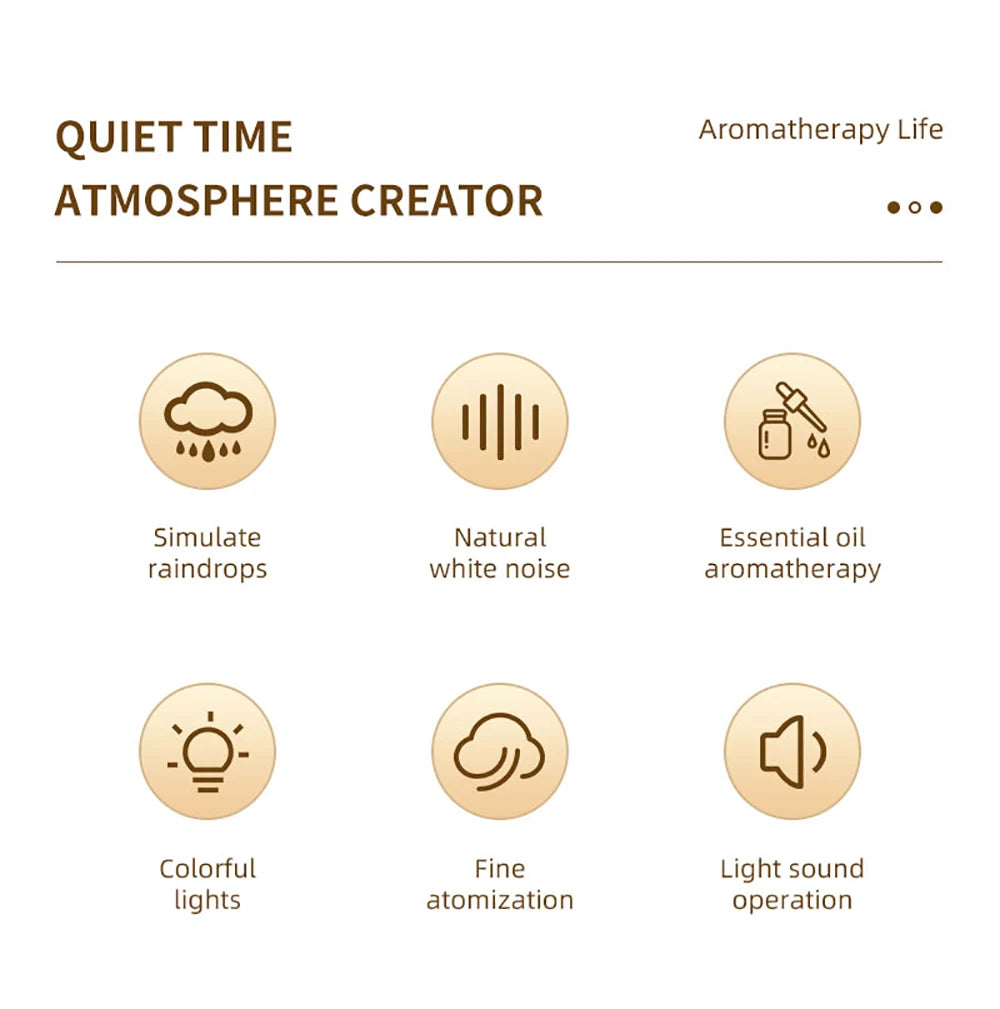 Aromatherapy humidifier raindrop air humidifier color light white noise essential oil diffuser household ultrasonic aromatherapy
