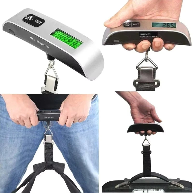 Portable High Precision Scale Digital LCD Display Suitcase Travel Bag Hanging Steelyard Hook Balance Scale Tools 110lb/50kg