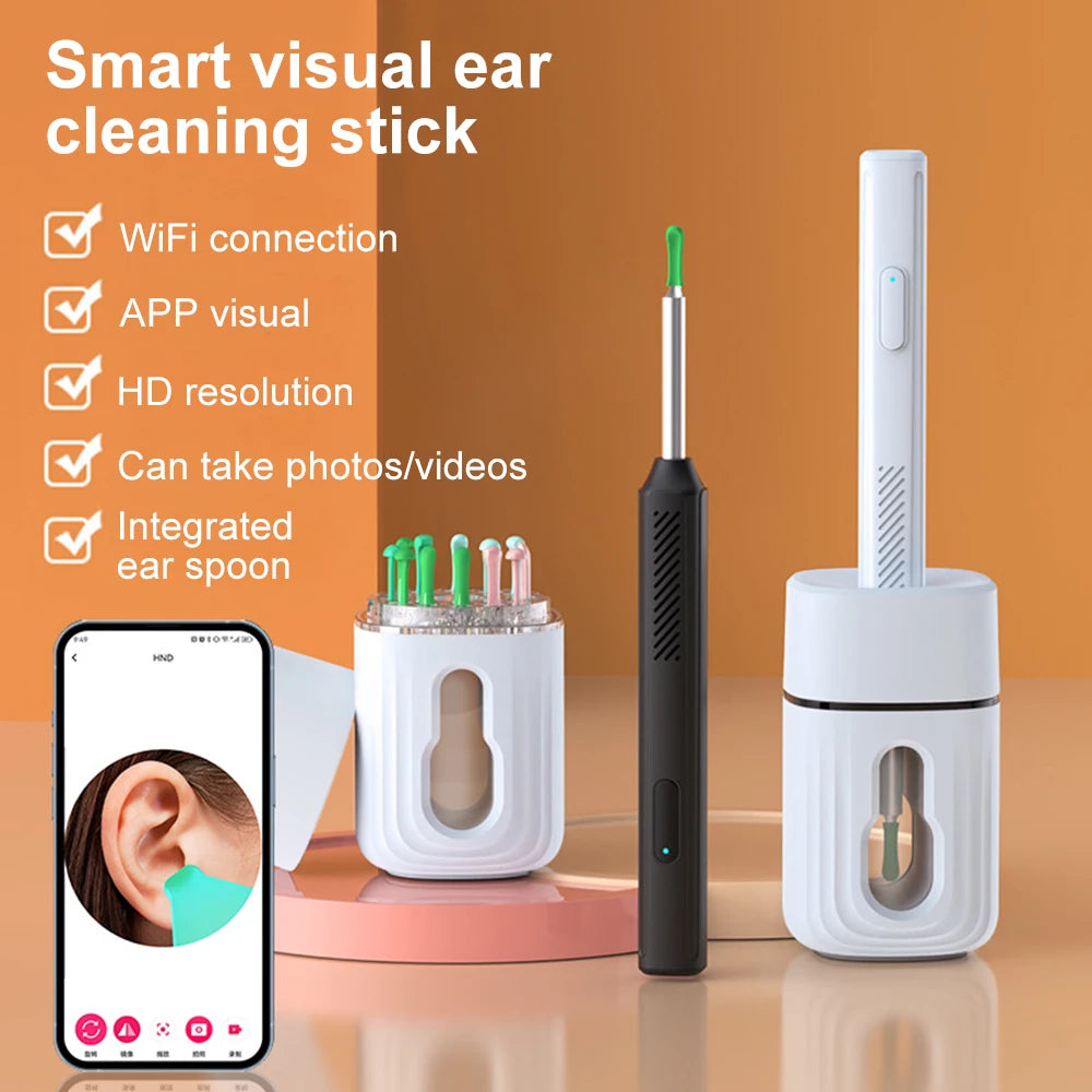 Wireless Visual Ear Wax Removal Smart Visual Ear Cleaner With Camera Endoscope 1296P Luminous Otoscope Ear Cleaning Tool