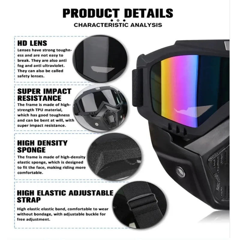 MTB Safety Mask & Goggles Combo - Windproof Protection for Extreme Cycling, Dirt Bikes & Outdoor Sports