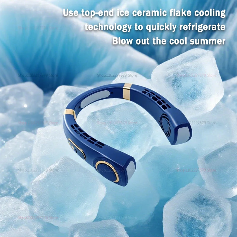 Bladeless Turbo Neck Fan USB Rechargeable Portable Personal Cooler For Summer Outdoor Travel Sports With Digital Display