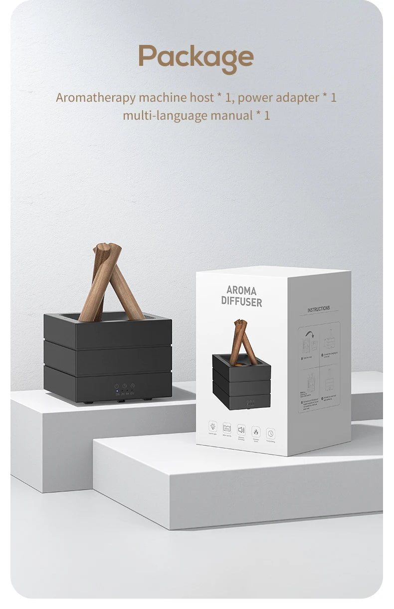 NEWSTYLE Simulated Flame Aroma Diffuser Bonfire Air Humidifier Ultrasonic Cool Mist Maker Fogger LED Essential Oil Lamp Diffuser