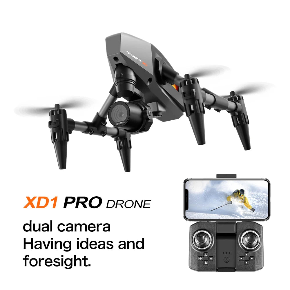 XD1 8K HD dual camera aerial camera, alloy anti-drop mini drone 2.4GWiFi drone foldable four-axis aerial camera