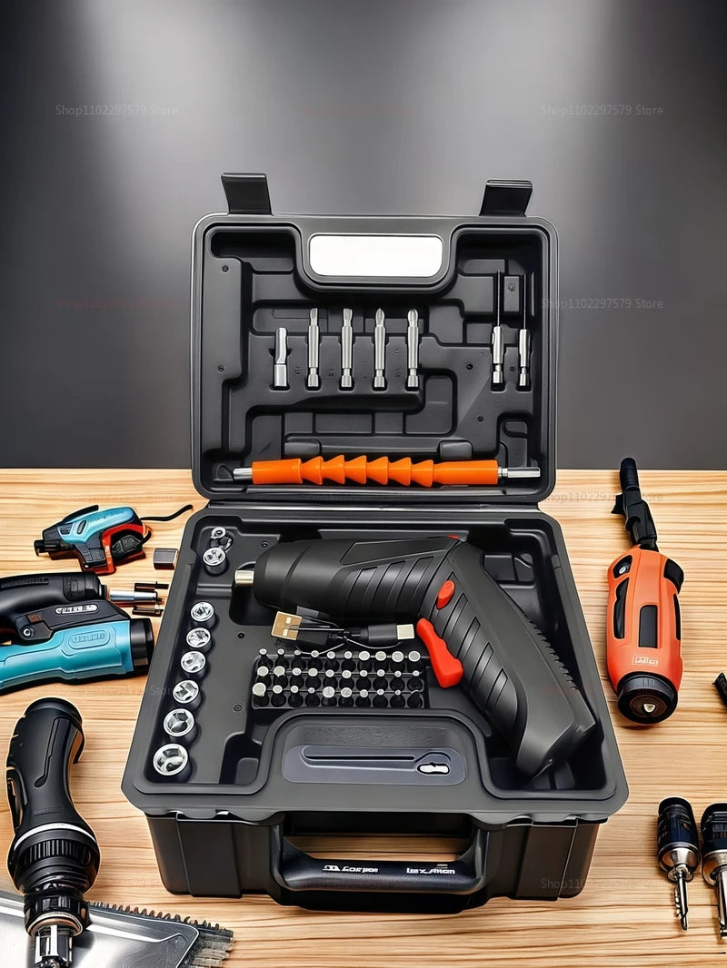 47pcs Rechargeable Electric Screwdriver Kit 3.6V Cordless Lithium Power Tool Set Foldable Home DIY Repair