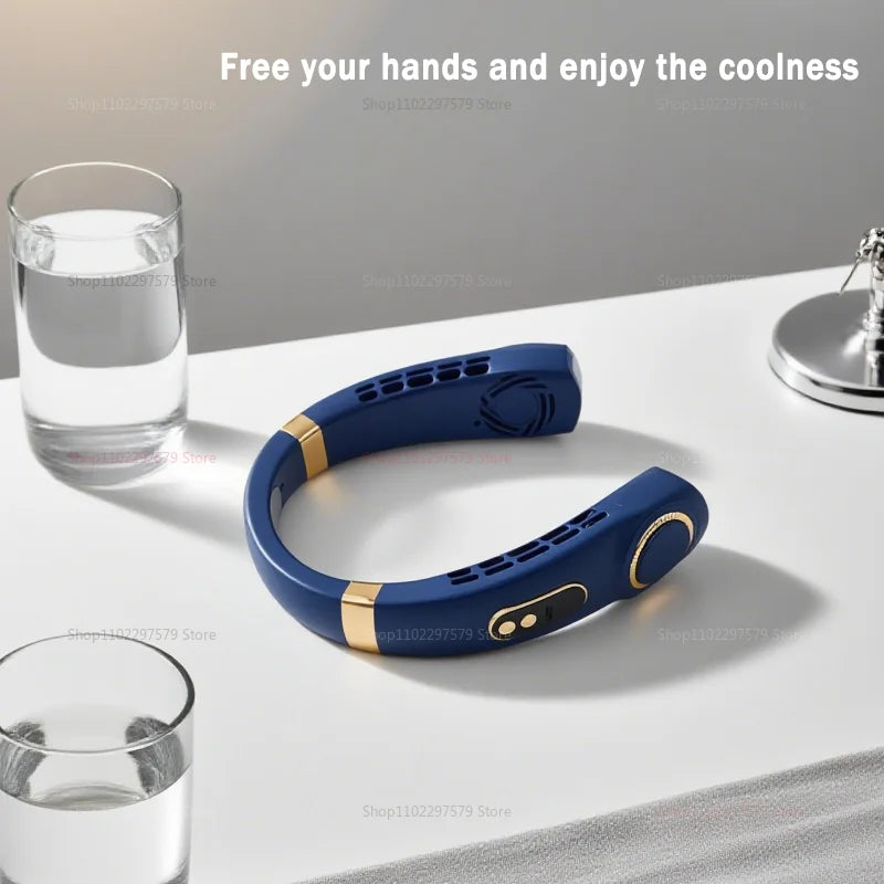 Bladeless Turbo Neck Fan USB Rechargeable Portable Personal Cooler For Summer Outdoor Travel Sports With Digital Display