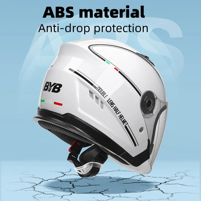 2025 Electric Motorcycle Helmet with Double-Lens Anti-Fog Shield Full Face Helmet for Riding All Seasons Safety Gear Men Women