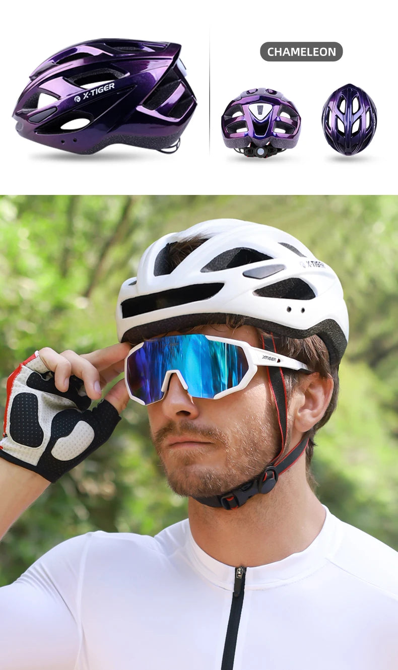 X-TIGER Cycling Helmet Man Women LED Light Helmet Road Mountain Bike Helmet Bicycle Helmet Rechargeable Brim Design Helmet