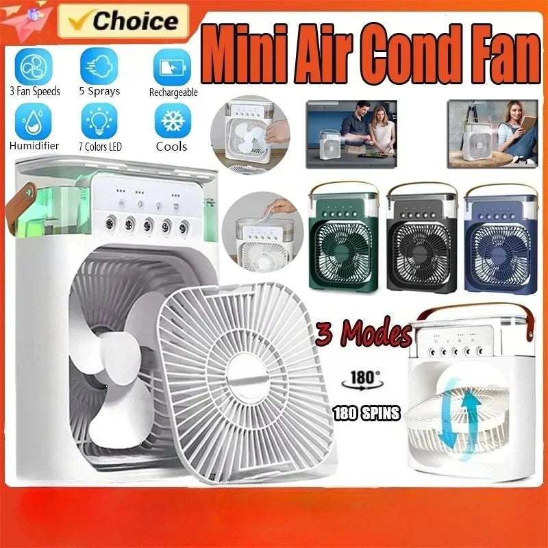 Portable Humidifier Fan Air Conditioners USB Electric Fan LED Night Light