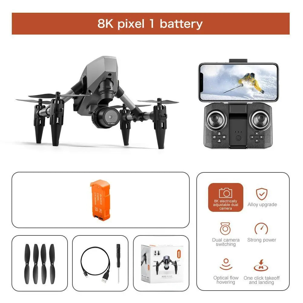 XD1 8K HD dual camera aerial camera, alloy anti-drop mini drone 2.4GWiFi drone foldable four-axis aerial camera