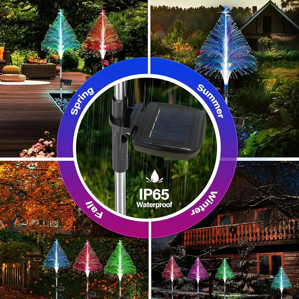Outdoor Waterproof Solar Fiber Optic Christmas Lights Jellyfish Design LED Landscape Decorative Lighting