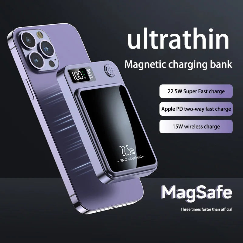 Xiaomi 200000mAh Alloy Wireless Magnetic Power Bank Ultra Thin Fast Charging Portable Backup Battery For Magsafe IPhone Samsung