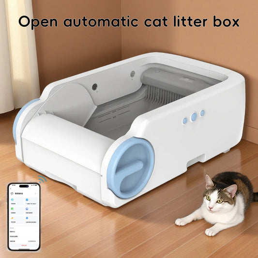 Open Smart Cat Litter Box Automatic Self Cleaning,Remote Control Via App,Cat Toilet Litter Tray,2025 New Electric Cat Toilet