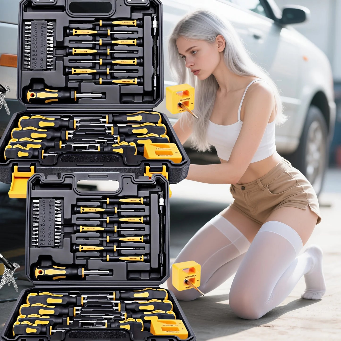 Upgraded Professional Screwdriver Set with Magnetic Bit Holder, Includes Slotted, Phillips, Hexagonal, Torx, and Precision Tools