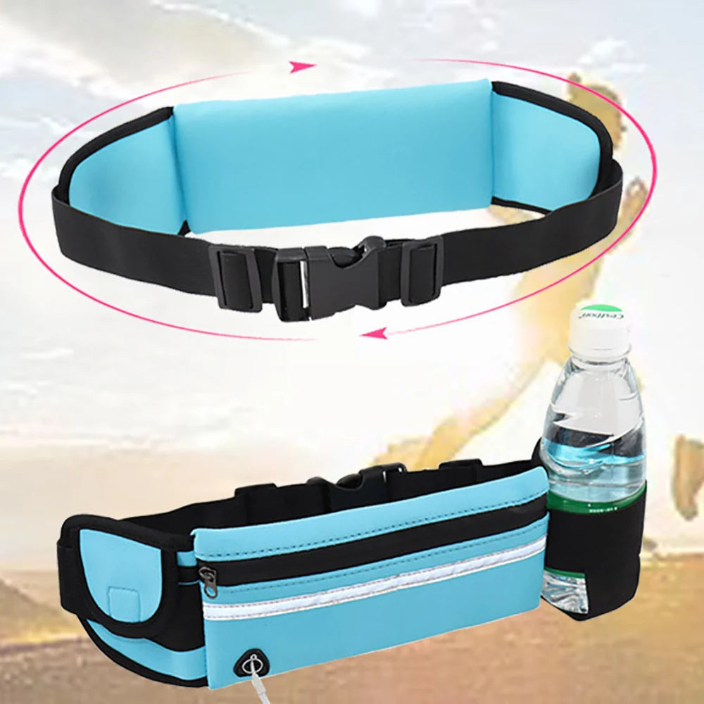 Running Belt Waist Bag with Water Bottle Holder Sports Fanny Pack Women Men Hydration Phone Holder Pouch Banana Bag