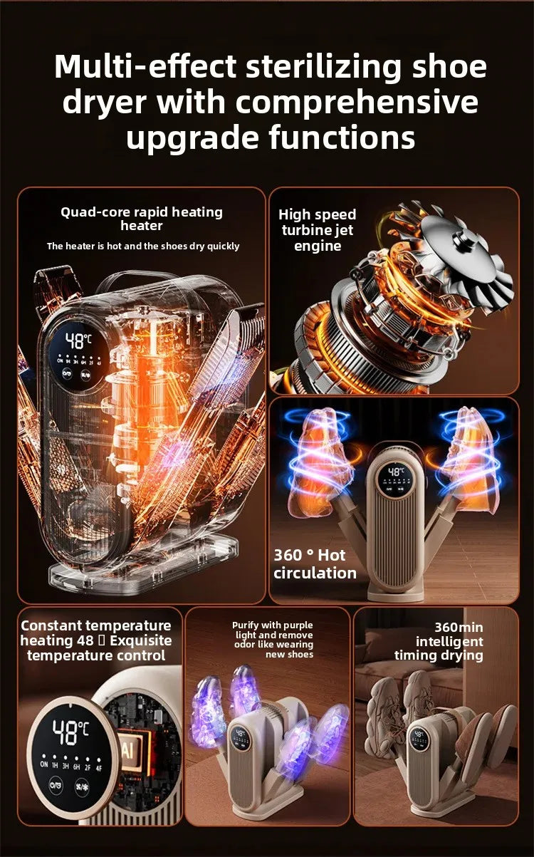 Portable Foldable Electric Shoe Dryer UV Blue Light UV Sterilization Deodorizing Shoe Dryer Fast Drying Household Shoe Dryer