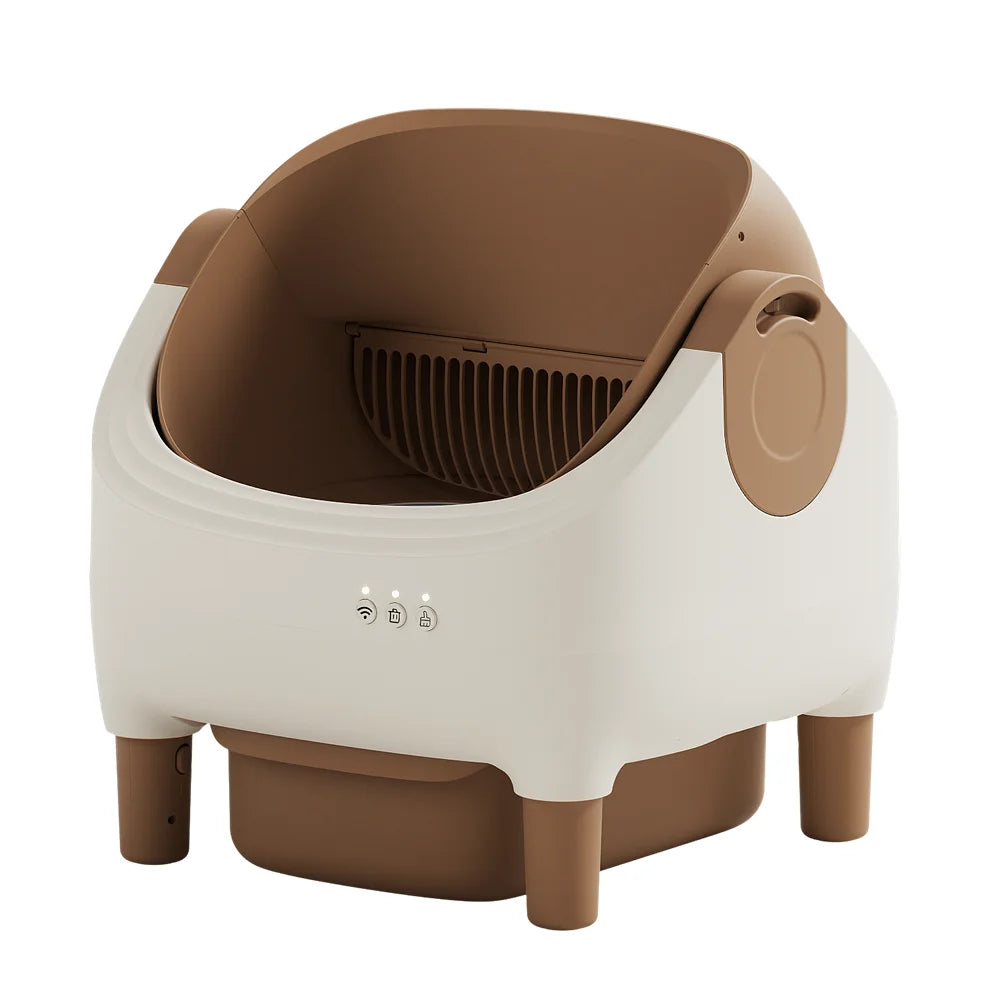 OKKPETS New Design Automatic Cat Litter Box APP Control Dual Safety Sensors Self Cleaning Litter Box with Open-Top Design
