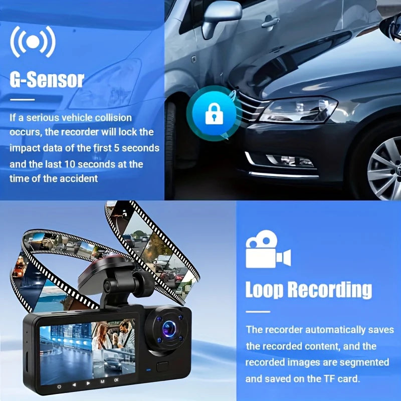 Dash Cam, 1080P FHD Front and Rear Inside Car Camera, WiFi APP Control
