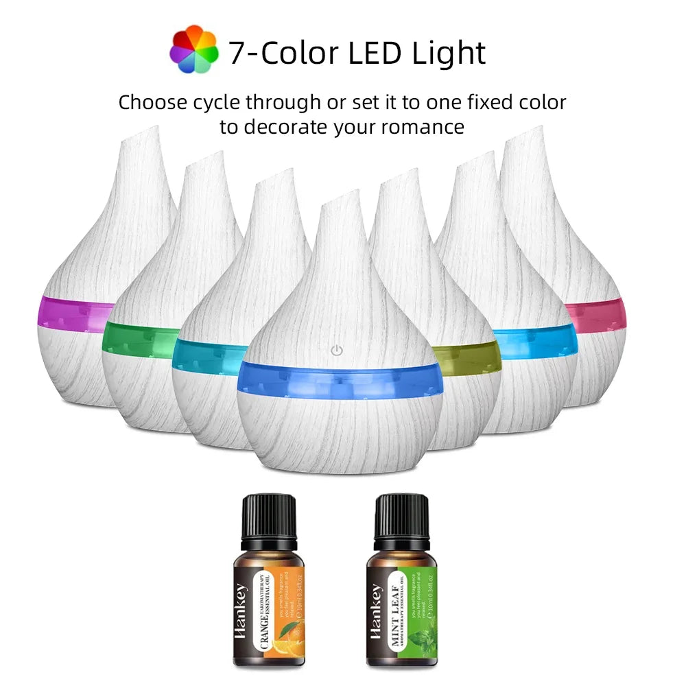 Portable 300ml USB Air Humidifier & Essential Oil Diffuser - Mini Aroma Diffuser for Aromatherapy, Travel, Desk & Small Spaces