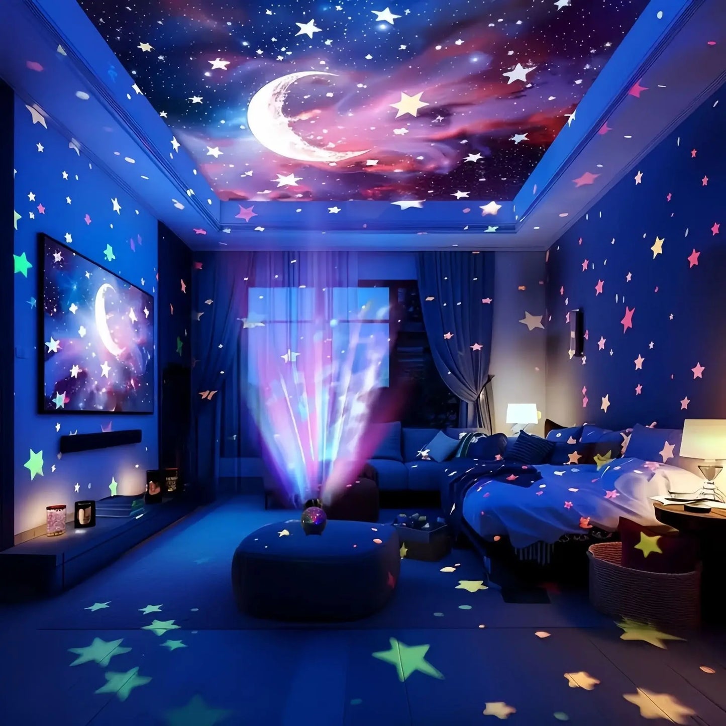 LED Starry Sky Projector Light Stars and Moon Projection 7 Modes Night Light