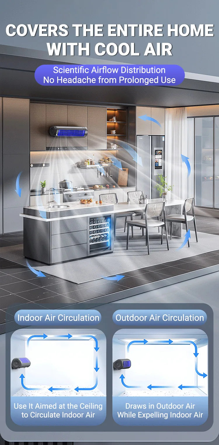 Portable Air Circulator 2000mAh Desktop Mini Rechargeable Fan Wall Non-drilling Silent Tower Fan