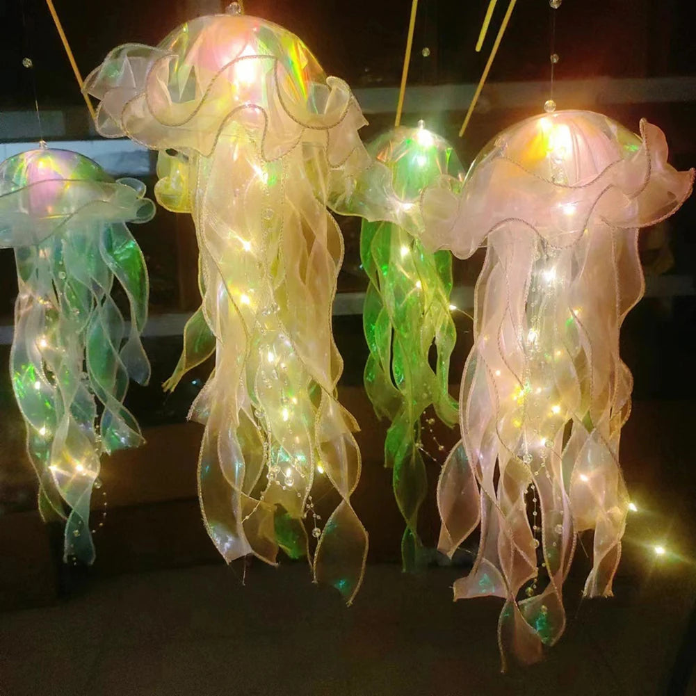1-6PCS Jellyfish Night Light Lamp Hanging Pendant LED Light Jellyfish Lamp Atmosphere Decorative Lantern Home Room Decoration