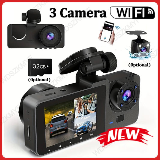 Triple Lens WiFi Dashcam 2/3 Channel Car Camera 1080P HD Video Recorder