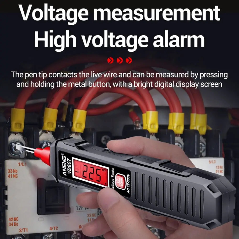 VD807 One-word Induction Portable 50/60Hz Smart Electric Pen Tester NCV Sensor AC 12-300V Non-contact Wire Detector Tools