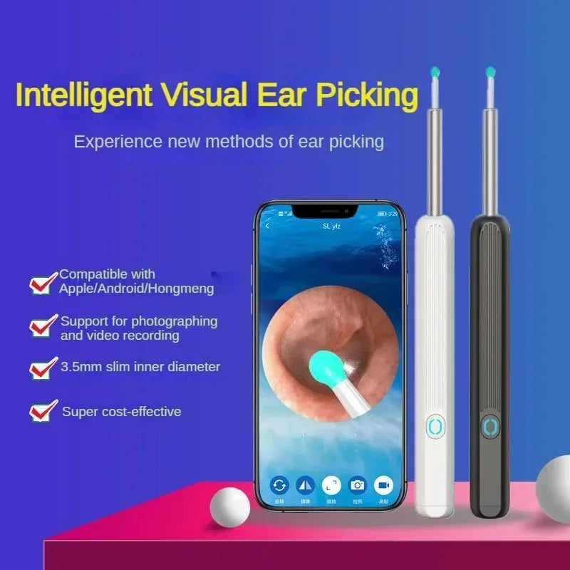 Wireless Wi-fi Visual Ear Cleaner Otoscope EarWax Ear with Ear 1296P HD Cleaning Kit Removal Sticks Endoscope Camera Tool Kit