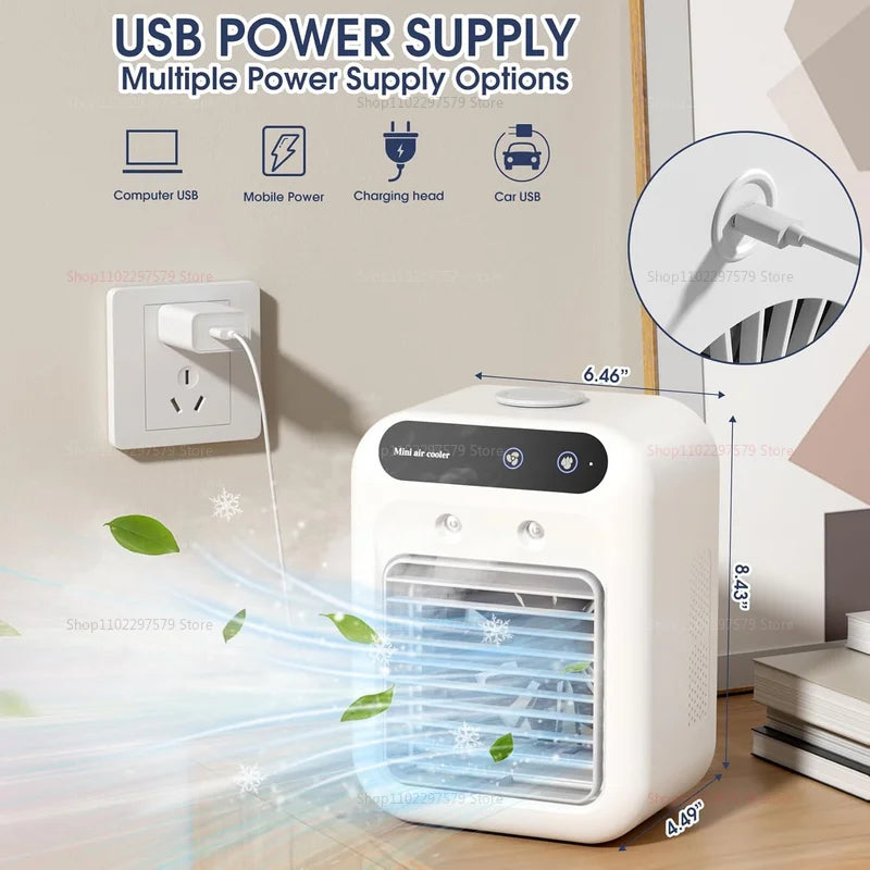 Portable Fan with 2-Speeds Evaporative Air Cooler with 0.5L Water Tank