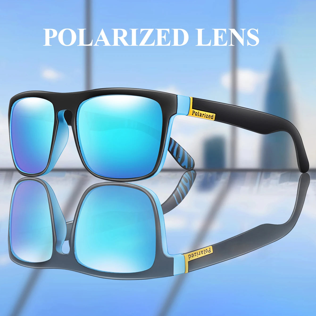 LOISRUBY Brand Polarized UV400 Sunglasses Men Driving Bike Motorcycle Classic Square Frame Cycling Fishing Eyewear Festival gift